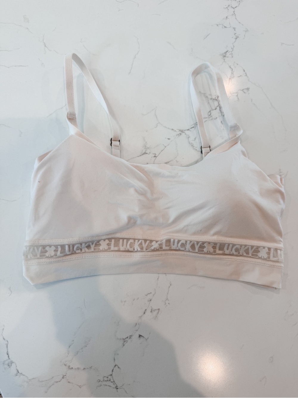 Lucky Brand Branded White Seamless Bralette ( Never been worn)